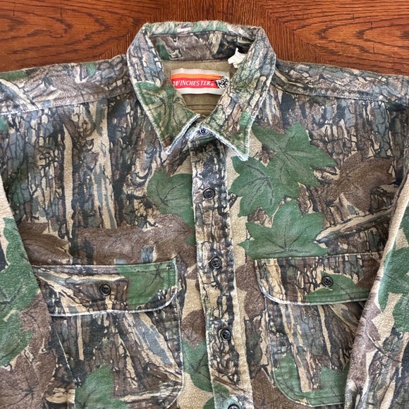 Winchester Other - Vtg Winchester Camo Flannel Button‎ up Shirt Mens XL Treebark Camouflage Hunting